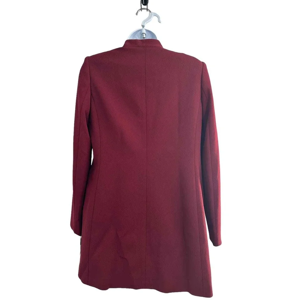 Calvin Klein Petite Jacket  Burgundy Collarless Open Front Jacket 8P NWT‎